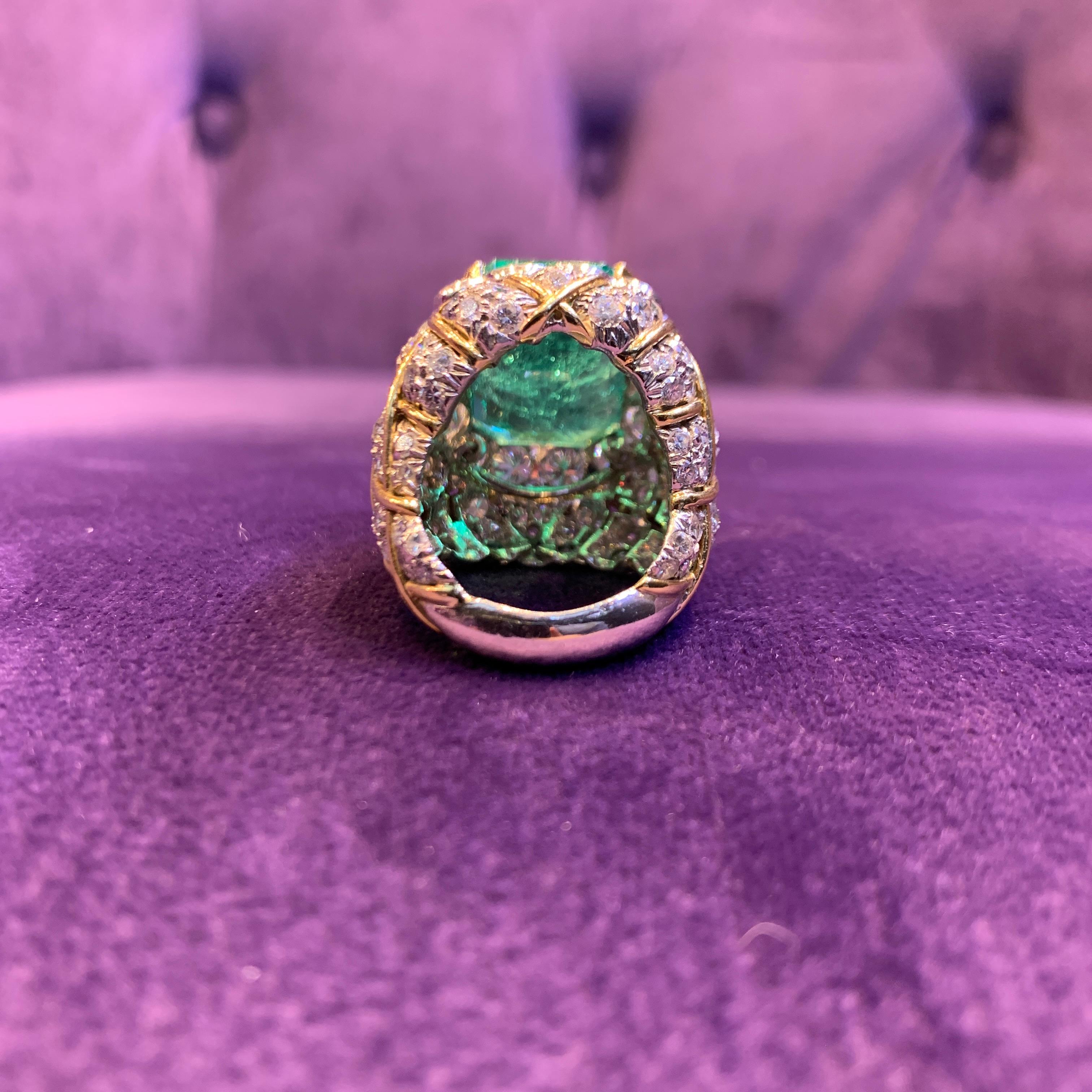 David Webb 19 Carat Colombian Emerald & Diamond Ring For Sale 10