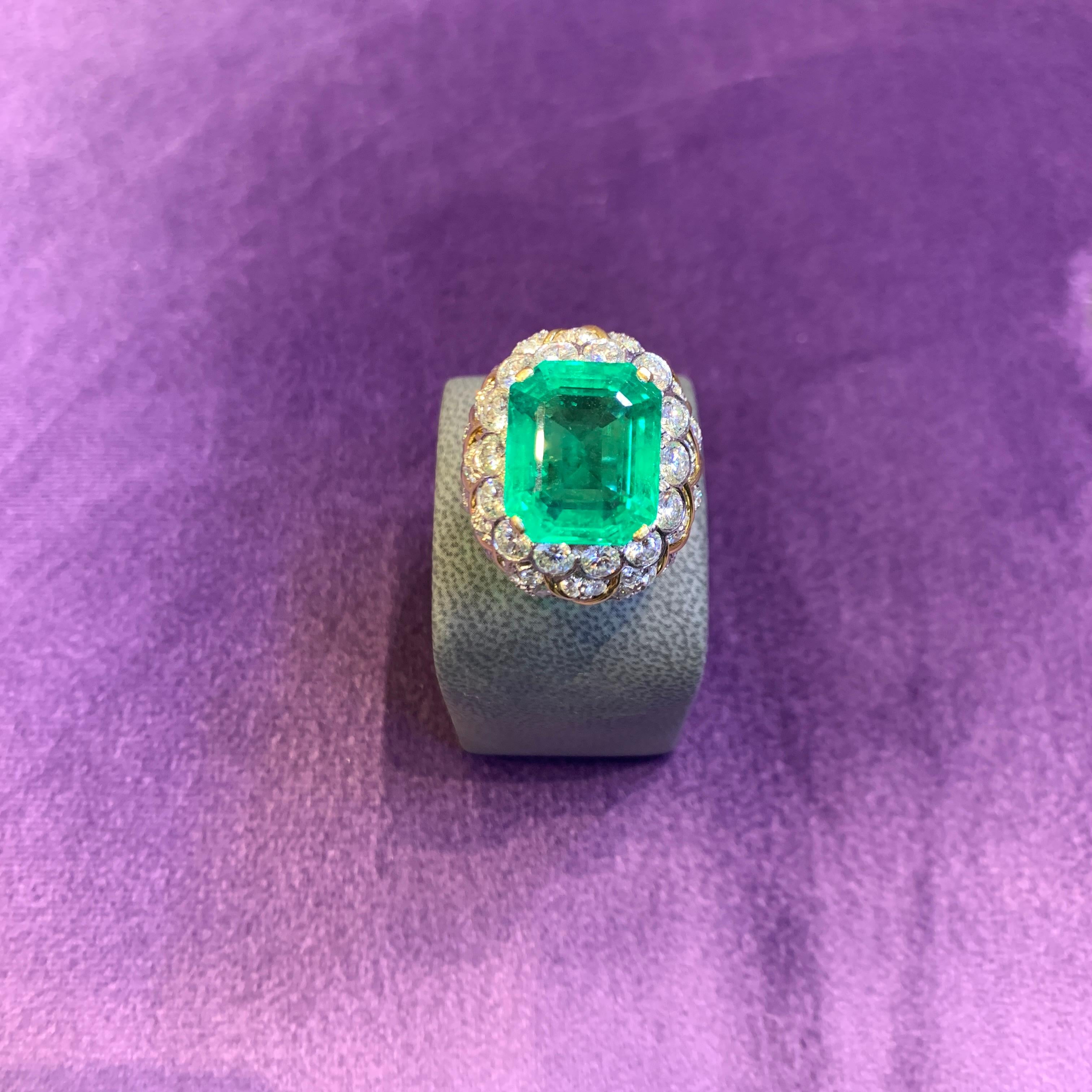 David Webb 19 Carat Colombian Emerald & Diamond Ring For Sale 3