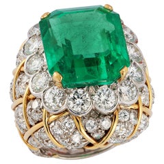 David Webb 19 Karat Kolumbianischer Smaragd & Diamant Ring