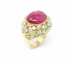 David Webb 1950s 18 Carat Ruby Gold and Diamond Statement Ring