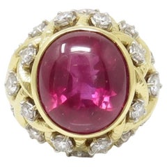 David Webb 1950s 18 Carat Ruby Gold and Diamond Statement Ring