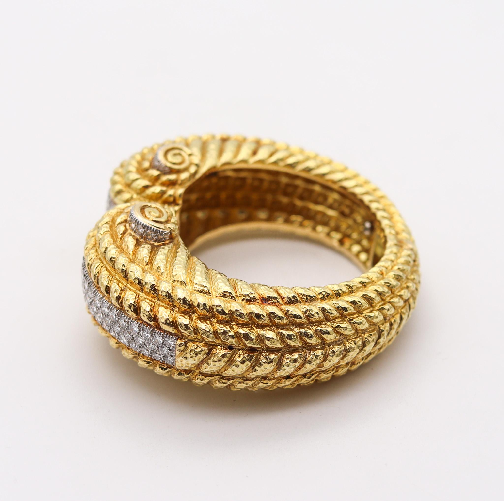 Brilliant Cut David Webb 1960 Bangle Bracelet in 18kt Yellow Gold with 9.52 Ctw in Diamonds For Sale