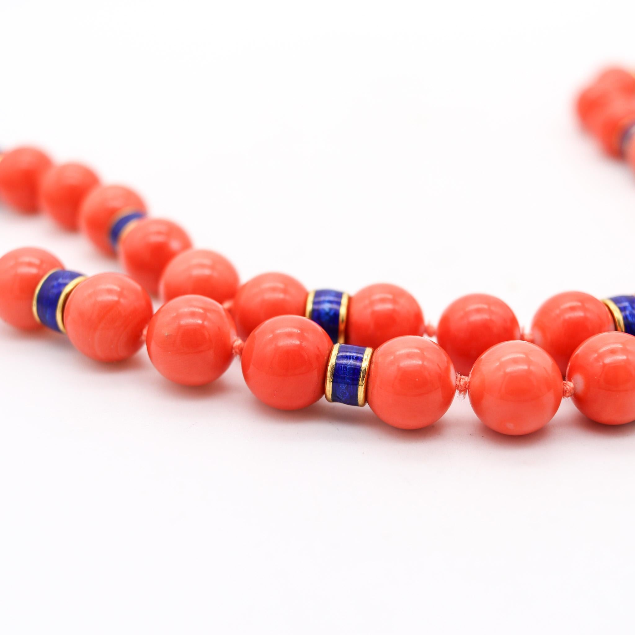David Webb 1960 Mediterranean Coral Necklace In 18Kt Yellow Gold And Enamel For Sale 2