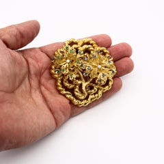 David Webb 1960 New York Pendant-Brooch in 18kt Gold with 2.42 Cts in Gemstones