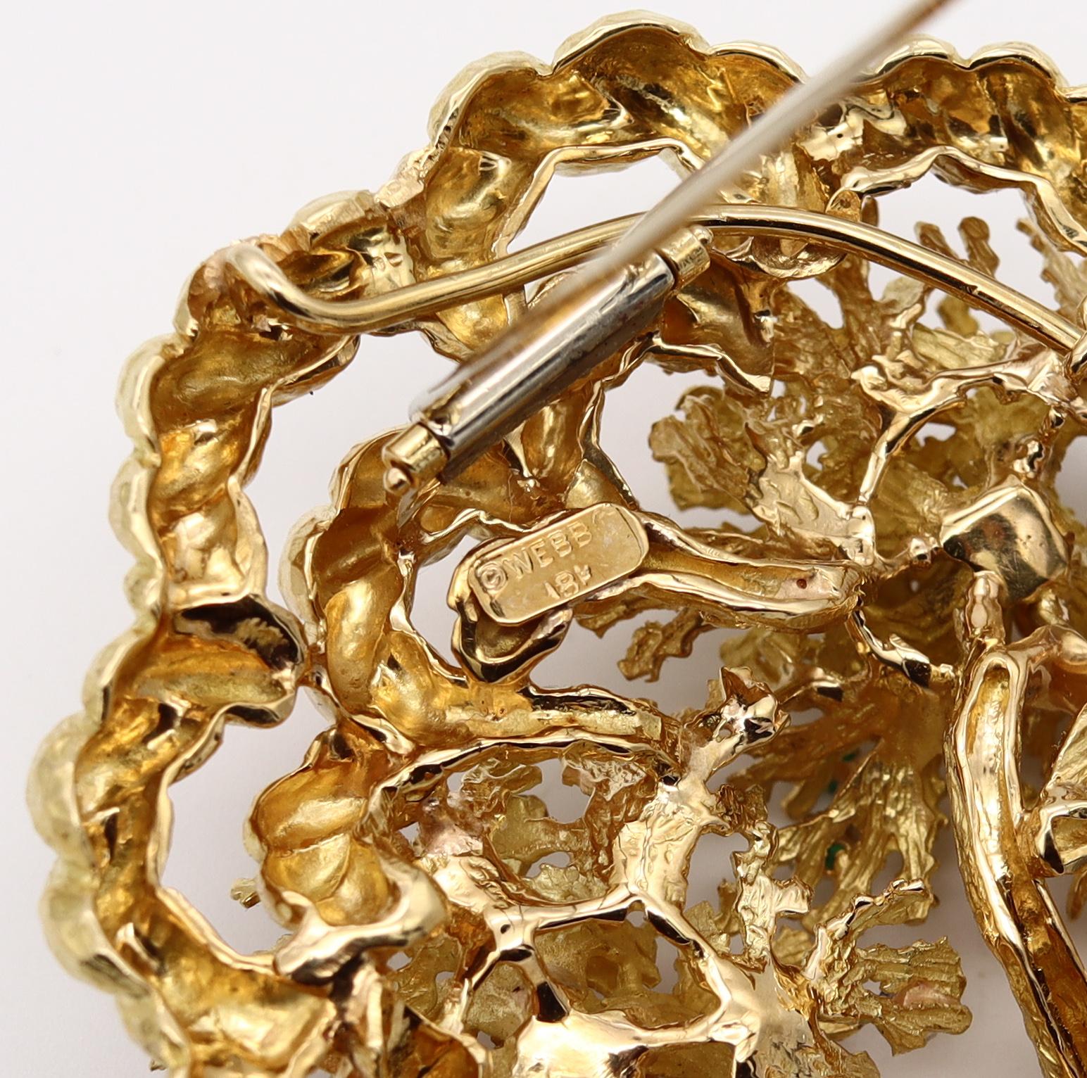 Moderniste David Webb 1960 New York Pendentif-Broche en or 18 carats avec 2,42 carats de pierres précieuses en vente