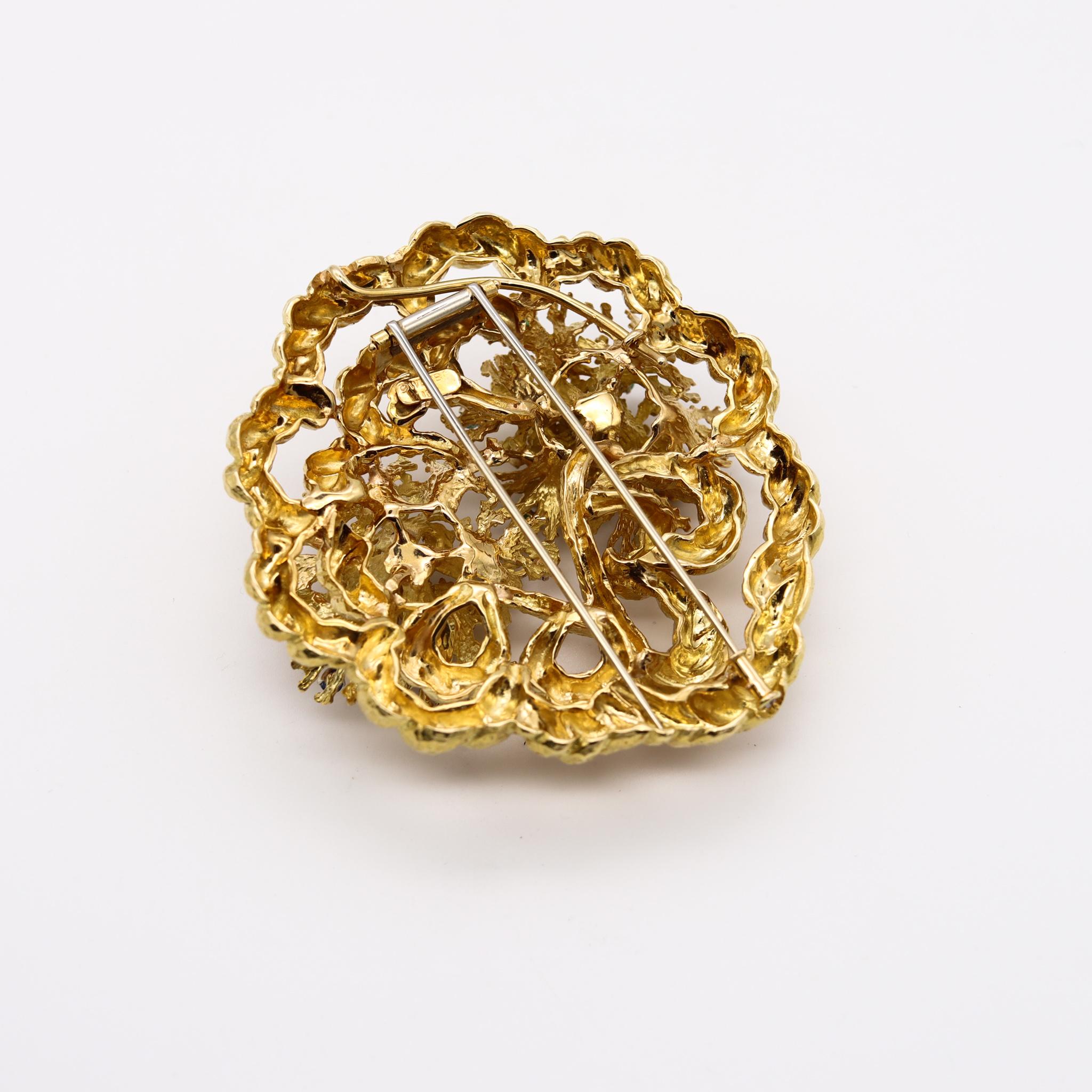 Taille brillant David Webb 1960 New York Pendentif-Broche en or 18 carats avec 2,42 carats de pierres précieuses en vente