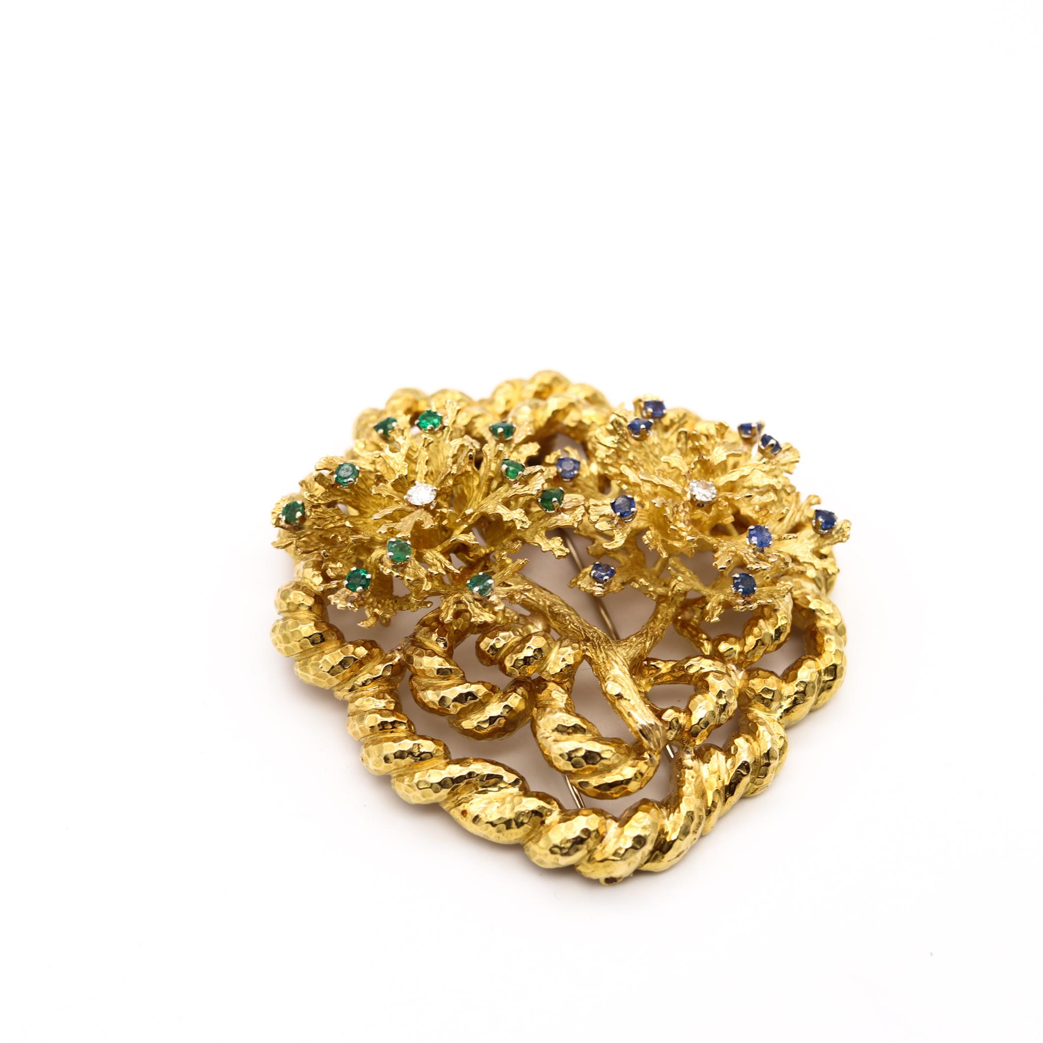 David Webb 1960 New York Pendentif-Broche en or 18 carats avec 2,42 carats de pierres précieuses en vente 2