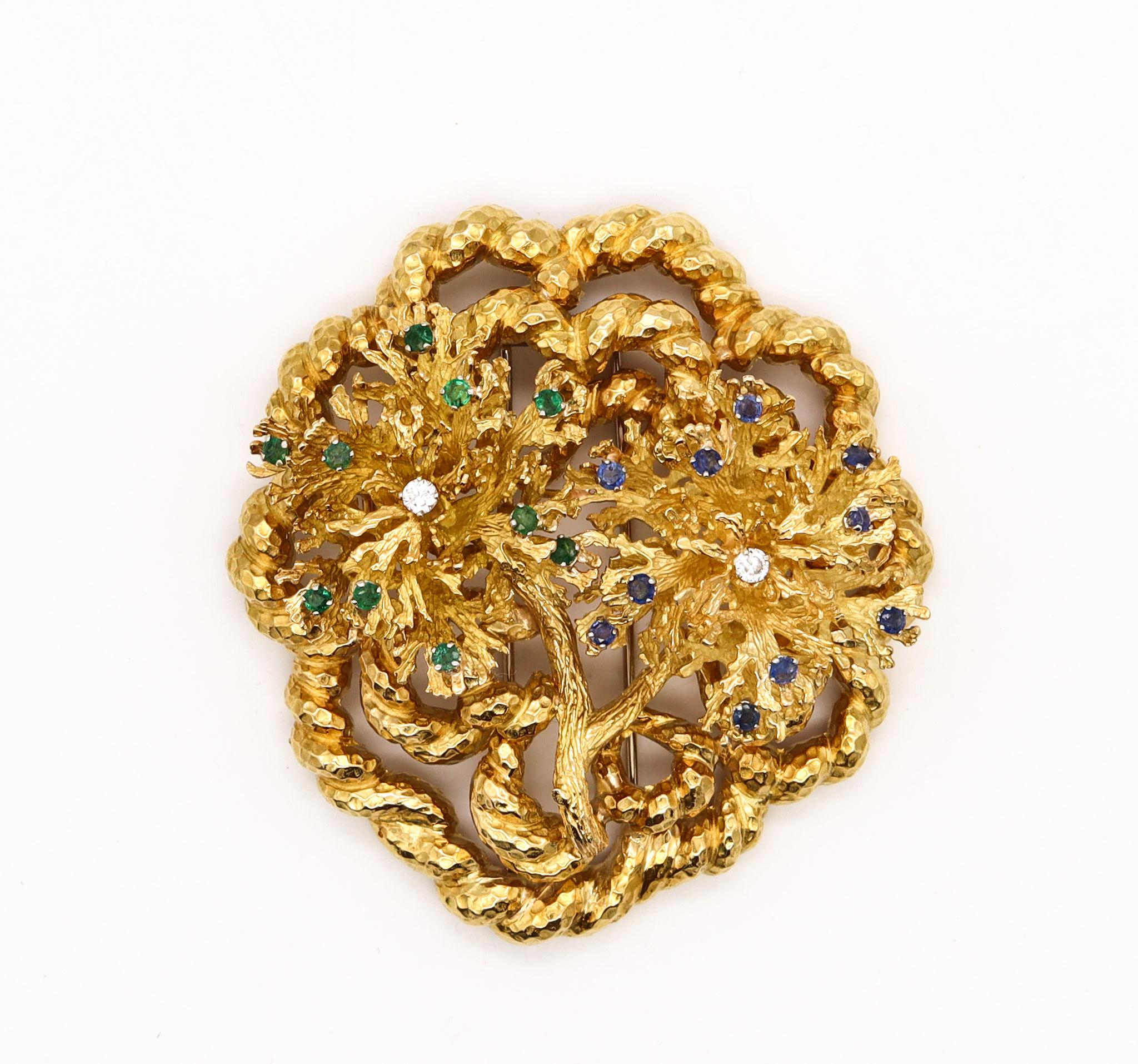David Webb 1960 New York Pendentif-Broche en or 18 carats avec 2,42 carats de pierres précieuses en vente 3