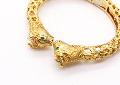 David Webb 1960 Taurus Zodiacal Cuff Bracelet In 18k Yellow Gold With Emeralds