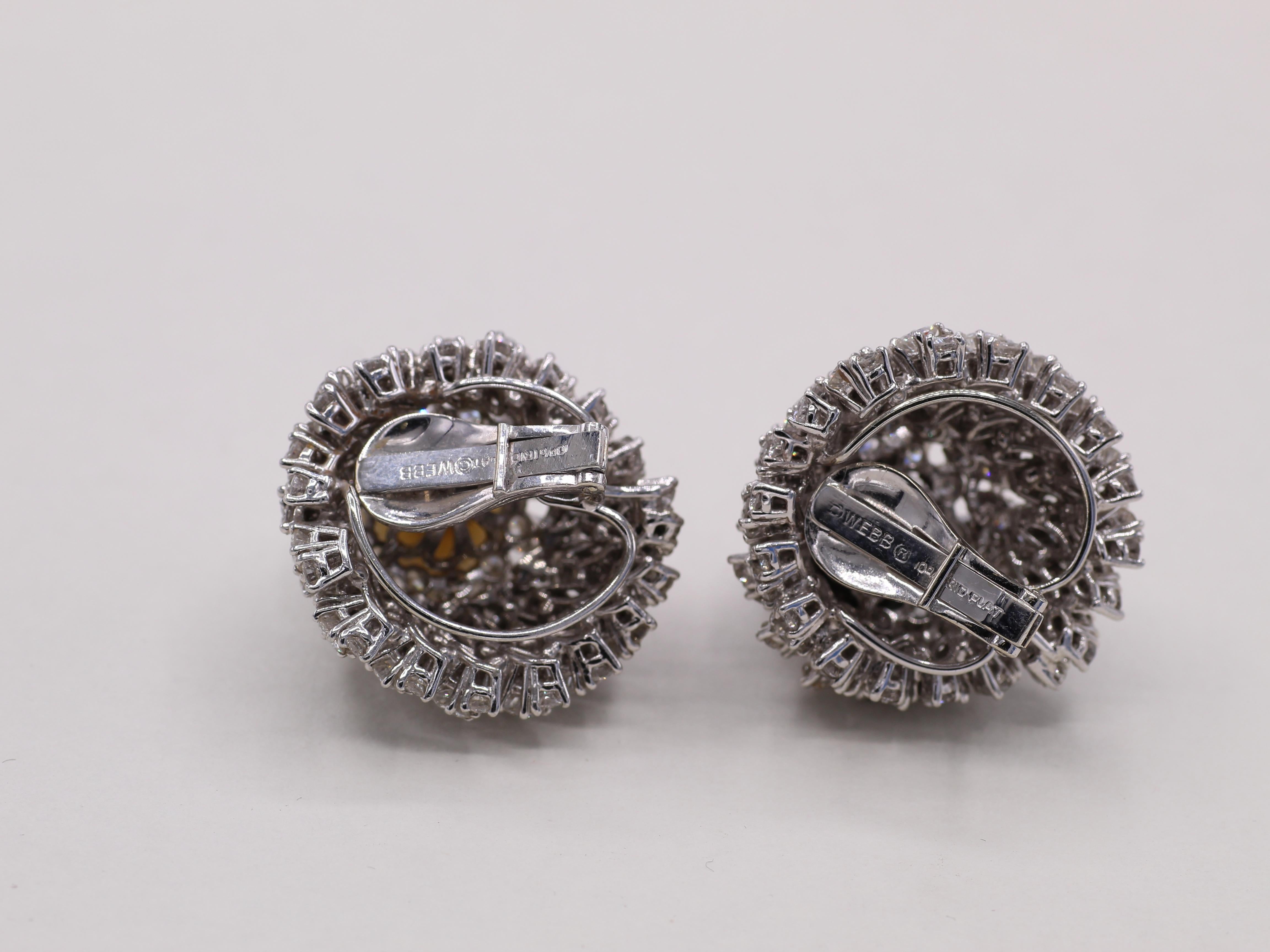 David Webb 1960s Diamond Black and White South Sea Pearl Platinum Earrings 3