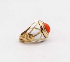 David Webb 1970 Enameled Convertible Ring in 18 Karat Yellow Gold with Gemstones