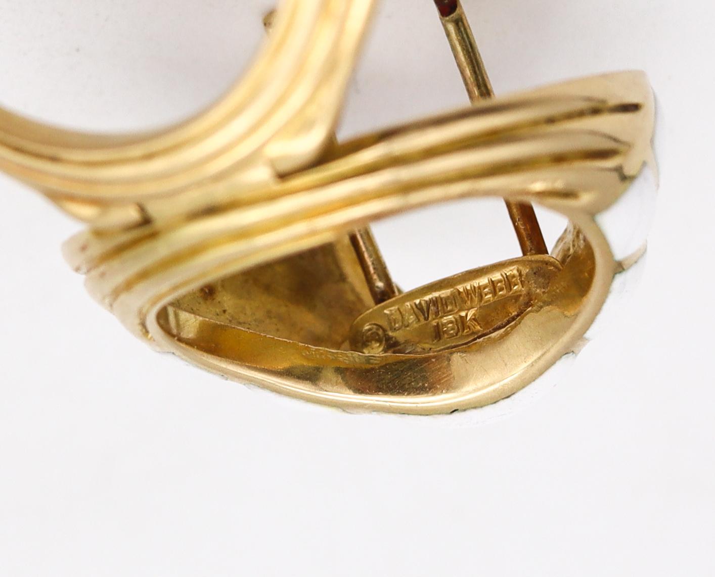 Marquise Cut David Webb 1970 Enameled Convertible Ring in 18 Karat Yellow Gold with Gemstones