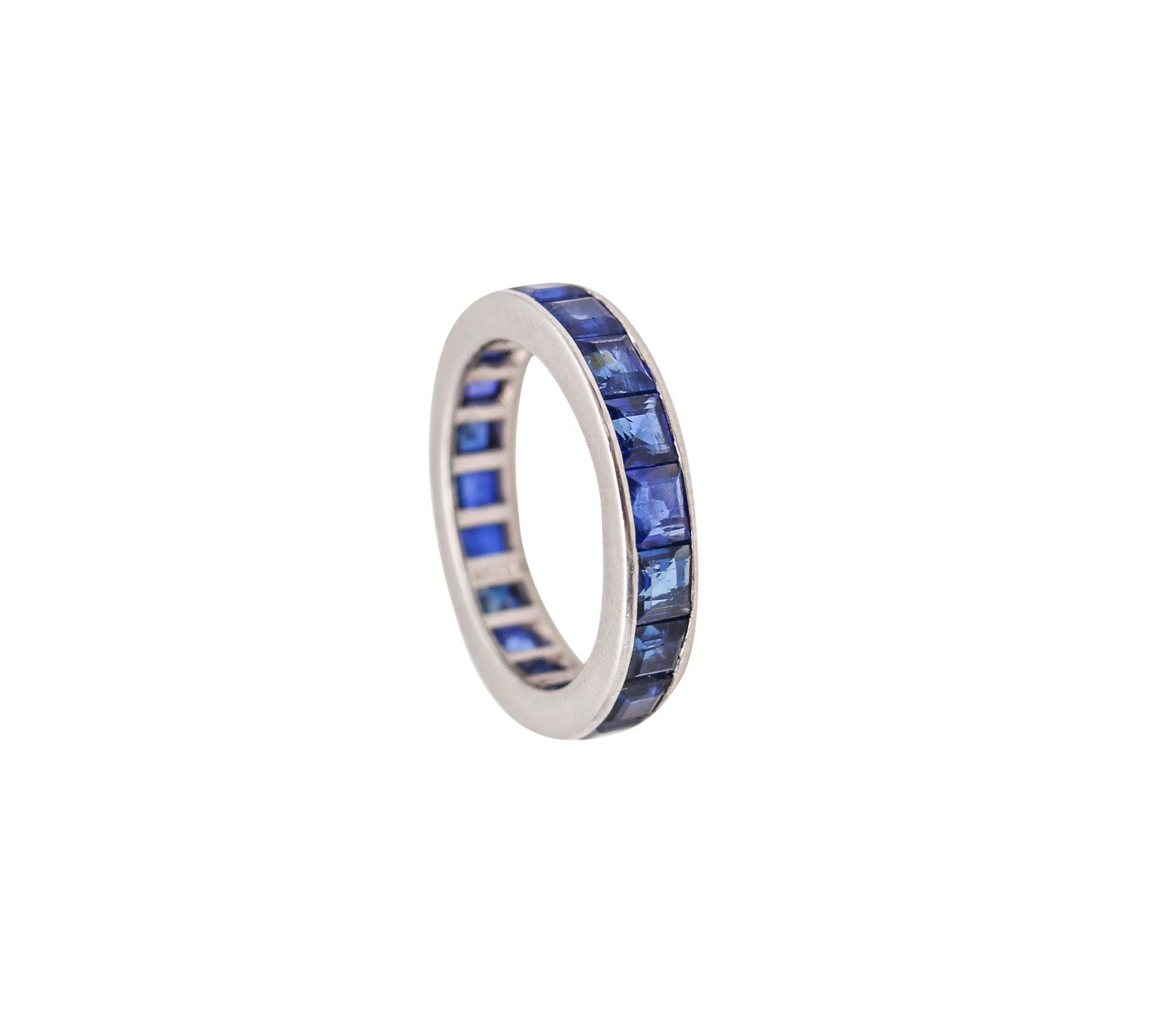 DAVID WEBB 1970 Eternity Ring In Solid Platinum With 3.80 Ctw In Blue Sapphires For Sale 1
