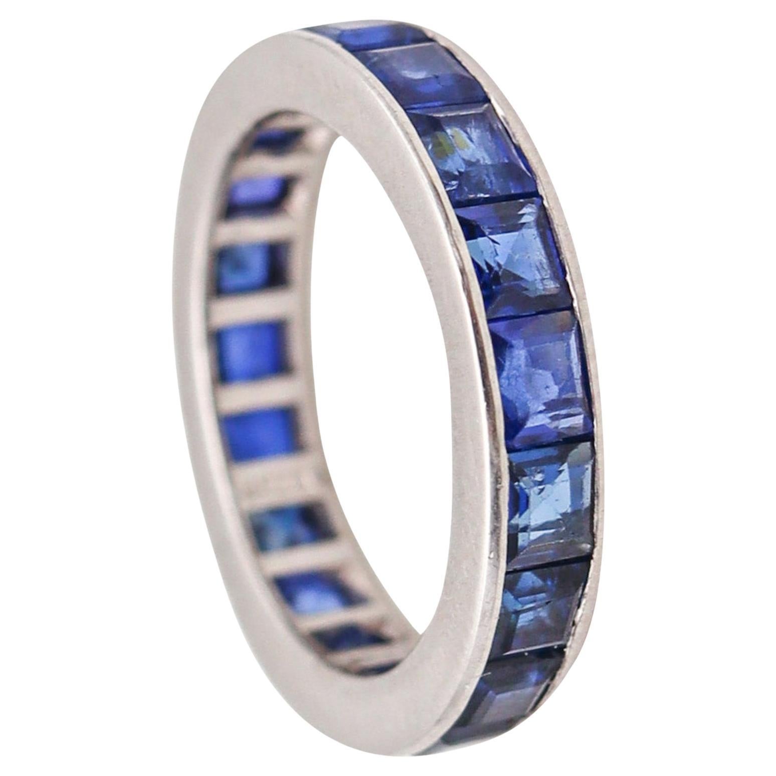 DAVID WEBB 1970 Eternity Ring In Solid Platinum With 3.80 Ctw In Blue Sapphires For Sale
