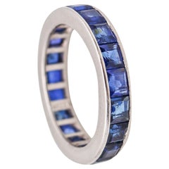 DAVID WEBB 1970 Eternity Ring In Solid Platinum With 3.80 Ctw In Blue Sapphires