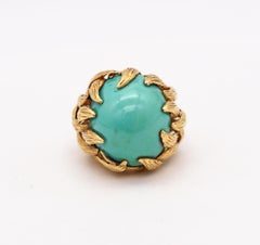 David Webb 1970 New York Flames Cocktail Ring 18kt Gold with 40.82cts Turquoise