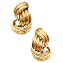 David Webb 1970 New York Wavy Wires Clips On Earrings In Solid 18Kt Yellow Gold