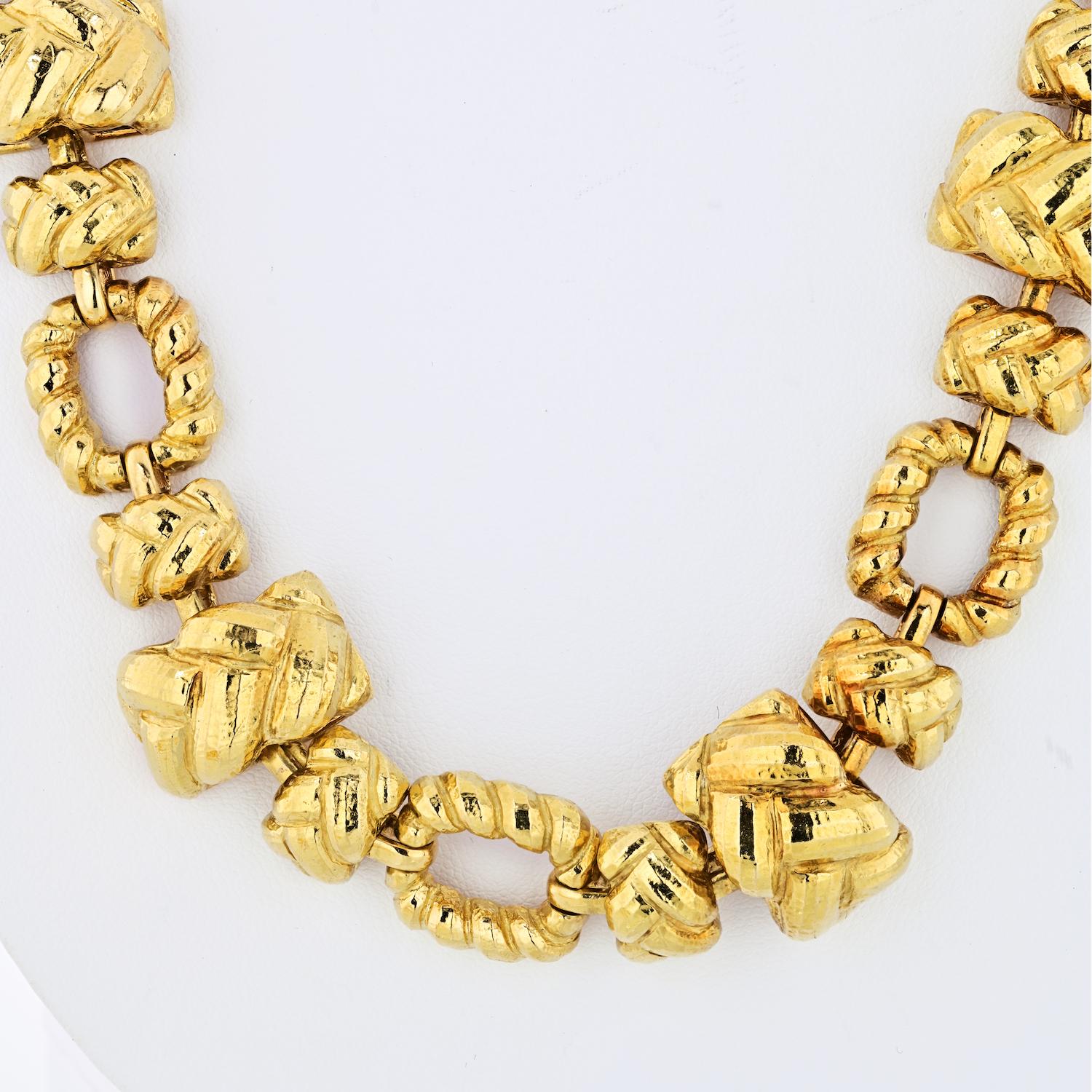 David Webb, collier à maillons articulés en or jaune 18 carats, années 1970 Excellent état - En vente à New York, NY