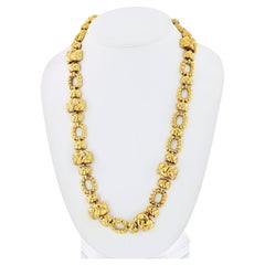 David Webb 1970s 18 Karat Yellow Gold Articulated Link Chain Necklace