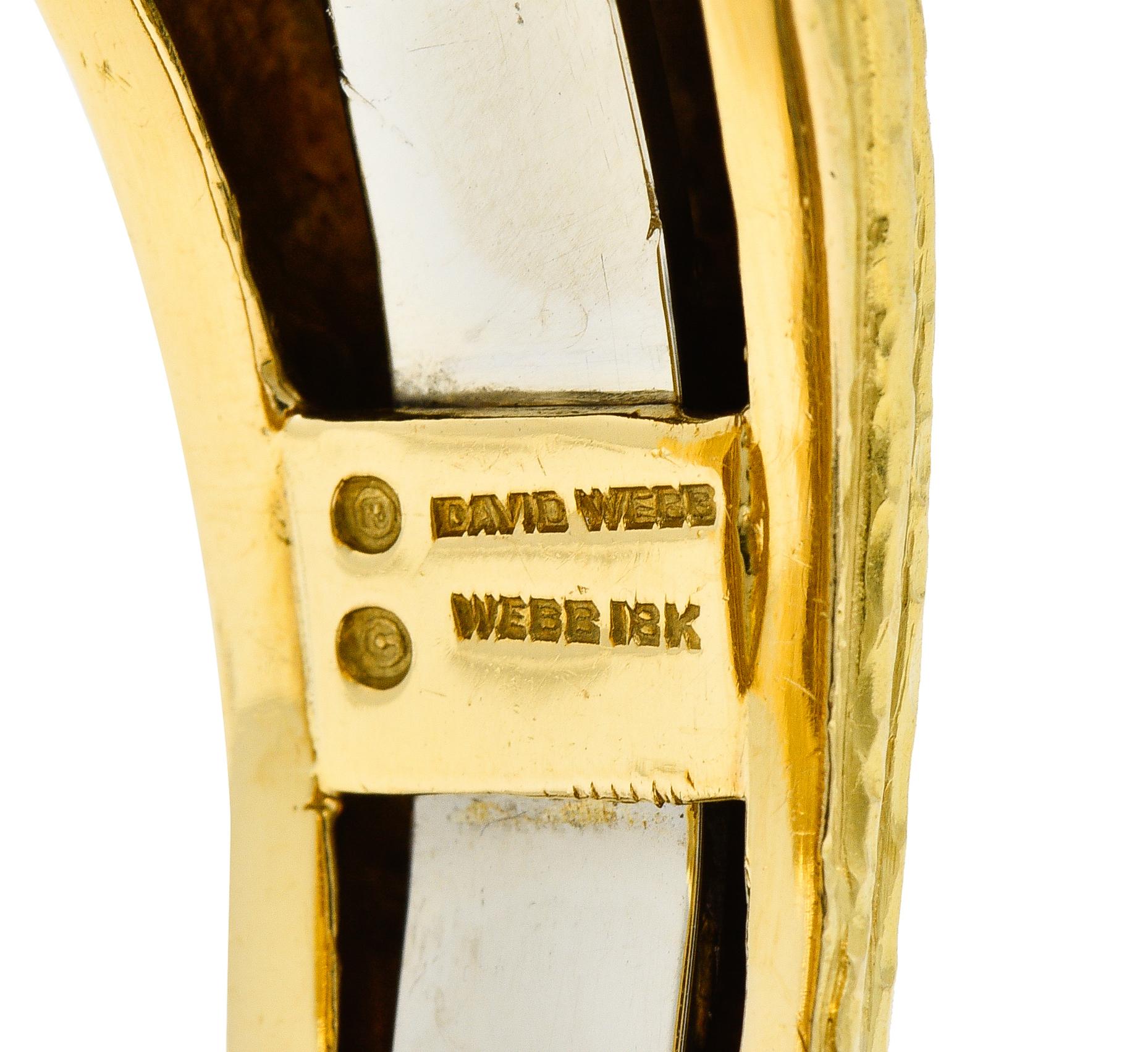 David Webb 1970s 18 Karat Yellow Gold Fluted Hammered Scroll Cuff Bracelet 3