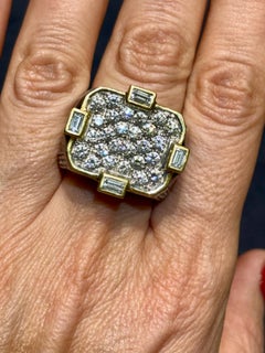 David Webb 1970s 18k gold & enamel cocktail ring with approx. 6 carats diamonds