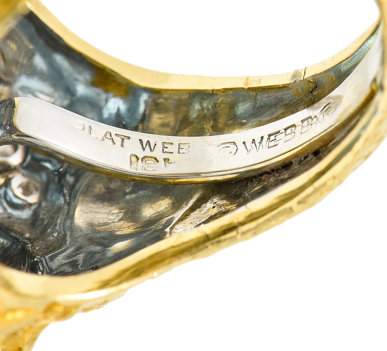 David Webb 1970's 43.10 Carats Aquamarine Diamond 18 Karat Yellow Gold Ring 2