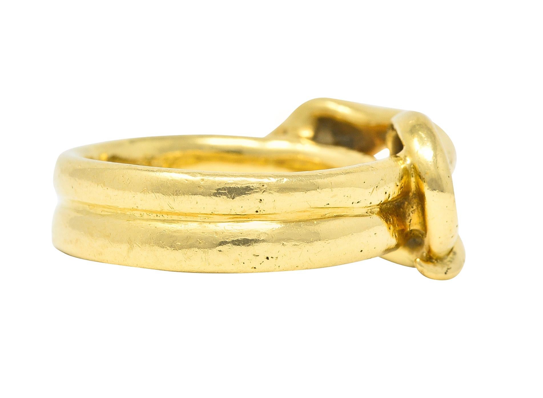 Round Cut David Webb 1970's Demantoid Garnet 18 Karat Yellow Gold Vintage Snake Ring 