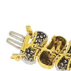 David Webb 1970s Platinum and 18 Karat Yellow Gold 20 Carat Diamond Bracelet