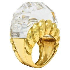 David Webb 1970's Quartz Crystal 18 Karat Gold Vintage Iceberg Statement Ring