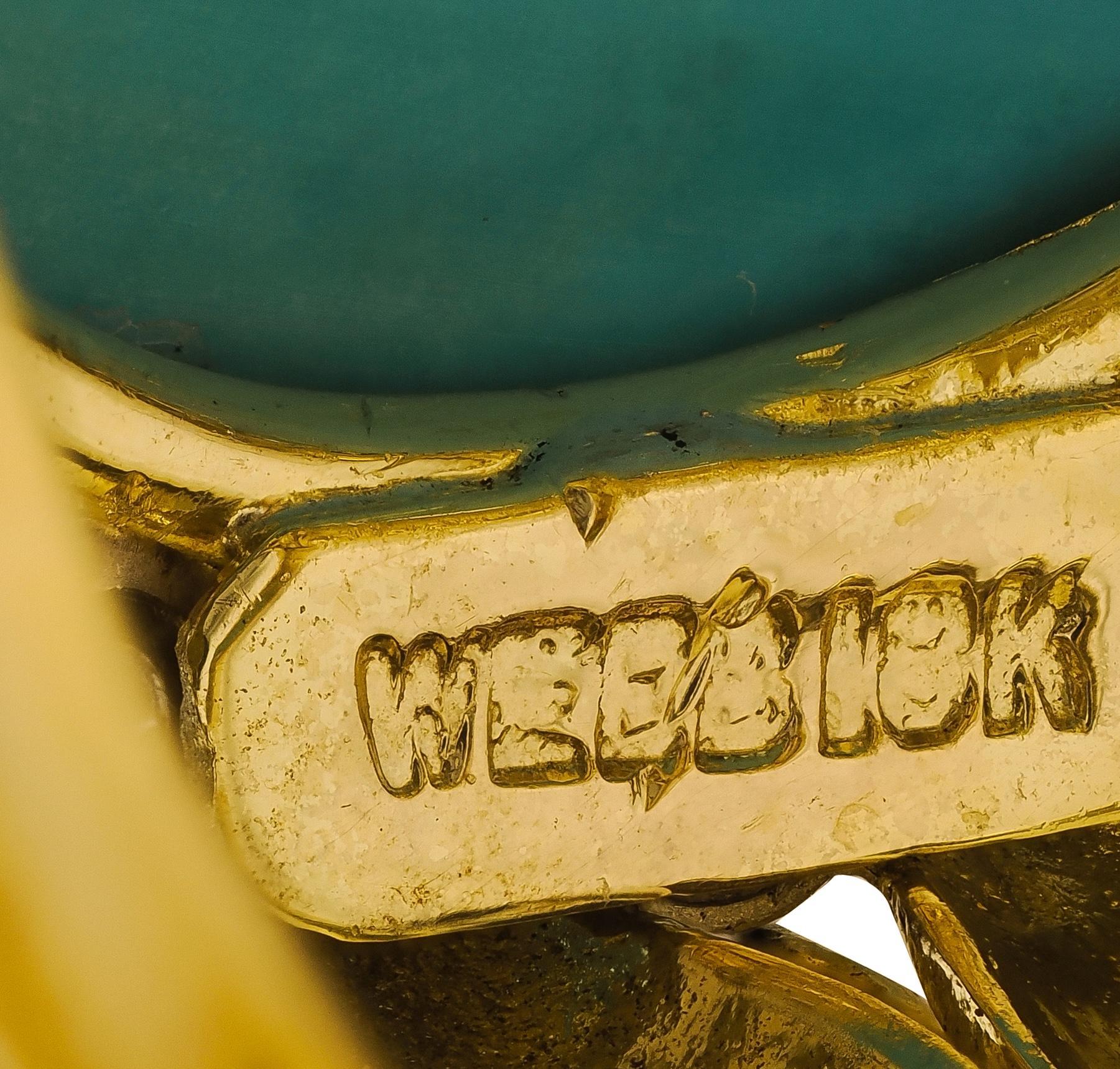 David Webb 1970's Türkis Diamant 18K Gold Platin Vintage Foliate Ring im Angebot 1