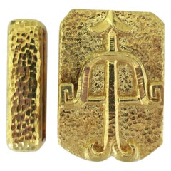 David Webb 1970s Zodiac Gold Belt Buckle