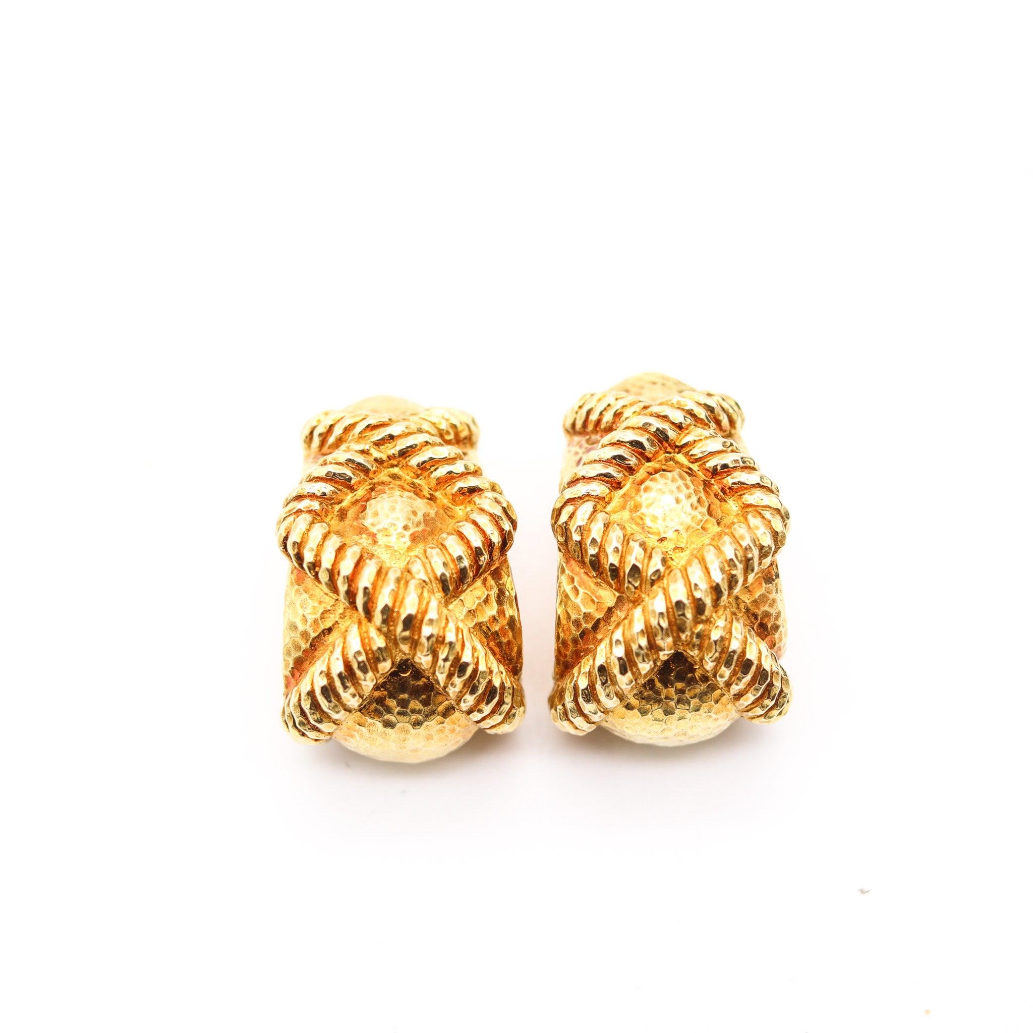 DAVID WEBB Pendientes de aro Knoots de 1975 en oro amarillo macizo de 18 quilates en venta 1