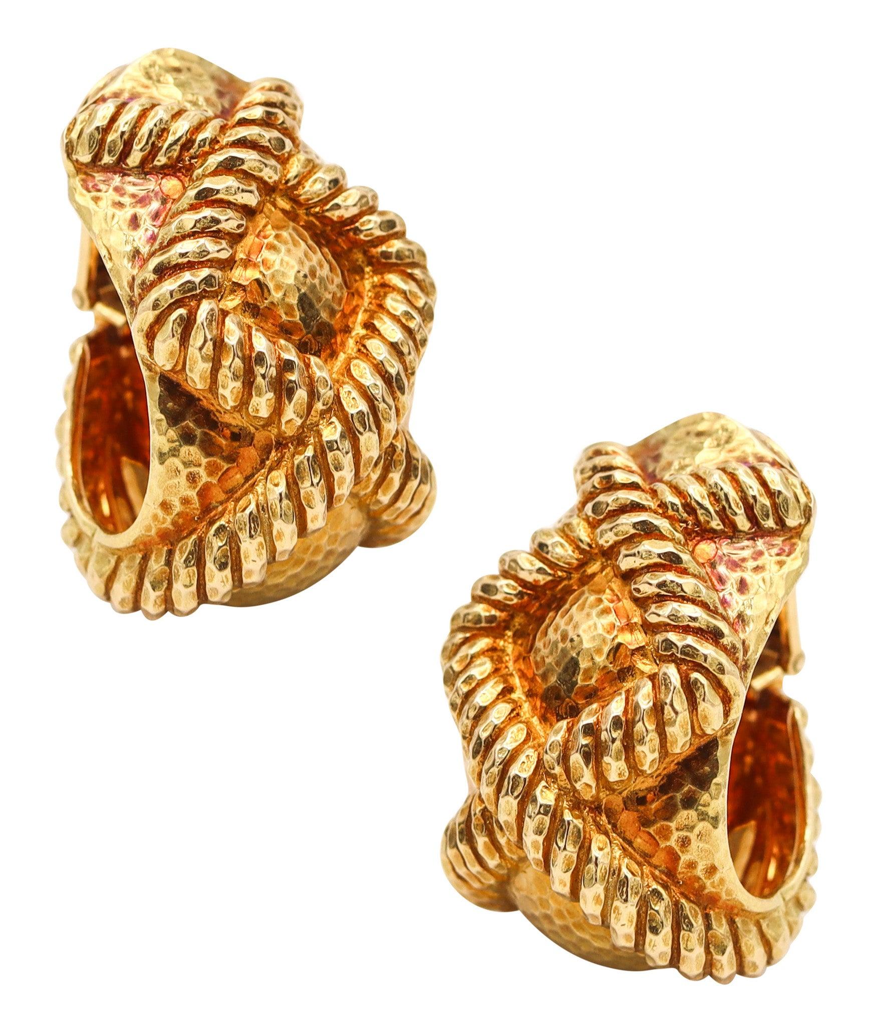 DAVID WEBB Pendientes de aro Knoots de 1975 en oro amarillo macizo de 18 quilates en venta