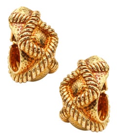 DAVID WEBB Pendientes de aro Knoots de 1975 en oro amarillo macizo de 18 quilates