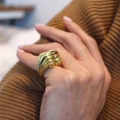 DAVID WEBB 1975 New York Scrolls Cocktail Ring In Solid 18Kt Yellow Gold