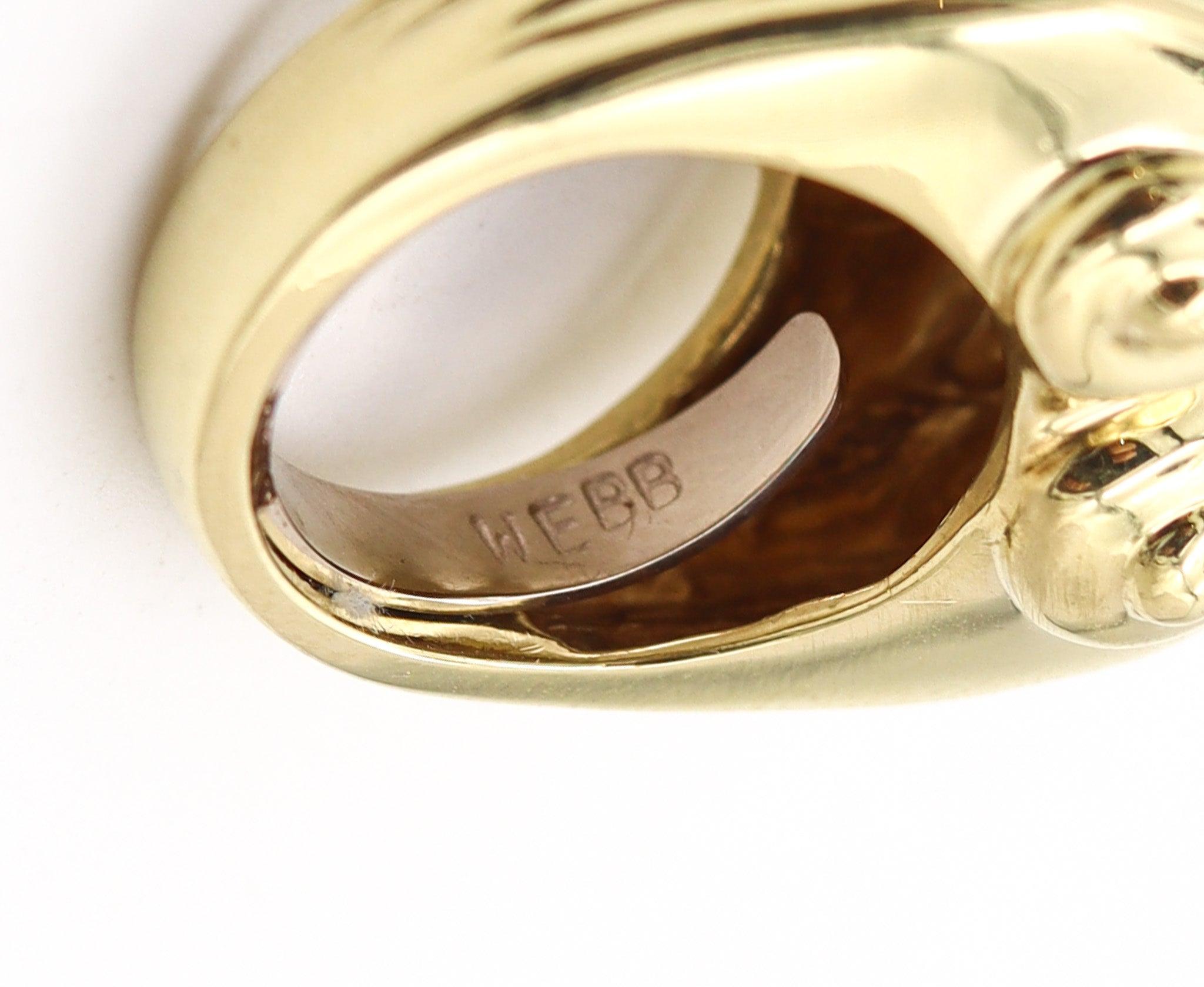 DAVID WEBB New York, bague cocktail à volutes en or jaune massif 18 carats, 1975 Excellent état - En vente à Miami, FL