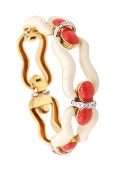 DAVID WEBB 1976 Pulsera esmaltada de oro amarillo macizo de 18 quilates con diamantes