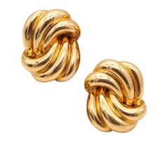 DAVID WEBB Clips d'oreilles tourbillonnants en or jaune massif 18 carats, 1977