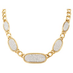 David Webb 1980's Diamond 18K Yellow Gold Platinum Vintage Pavé Station Necklace