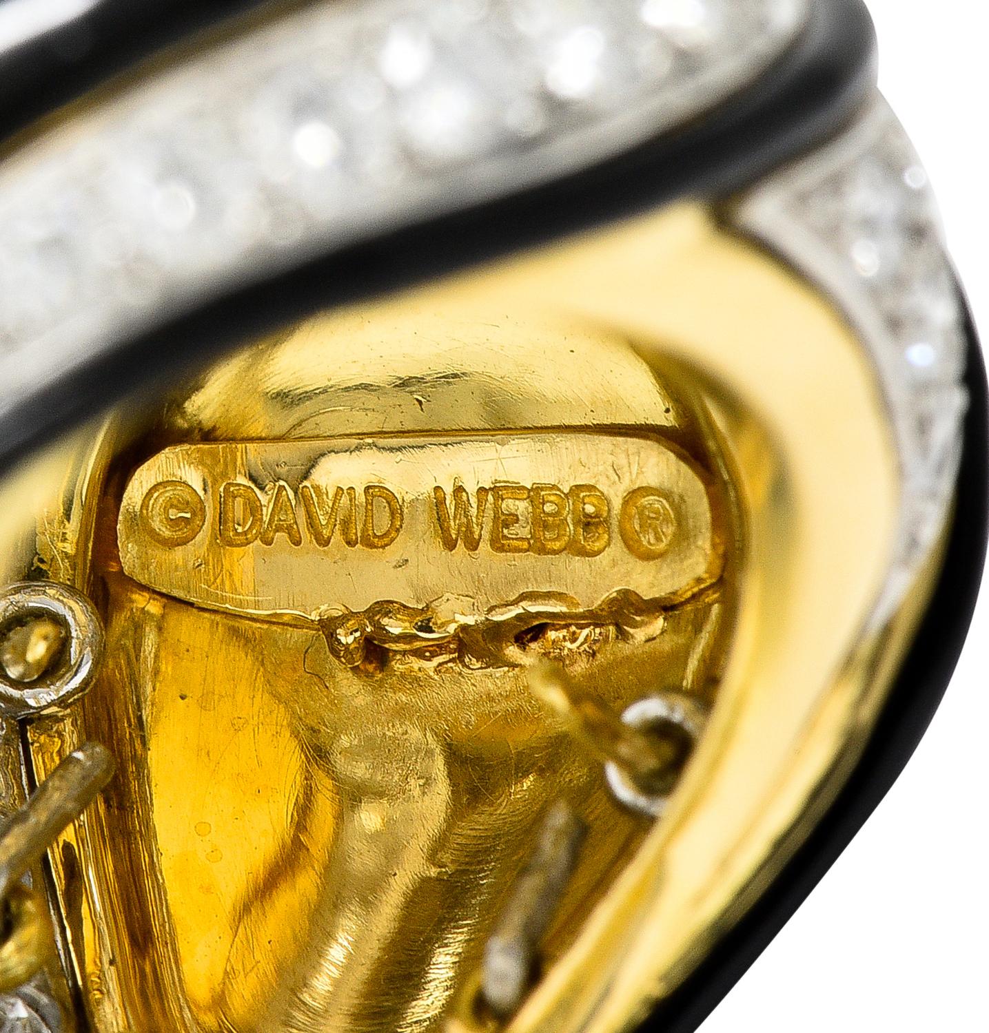 David Webb 1980's Diamond Enamel Platinum 18 Karat Yellow Gold Vintage Ring 2