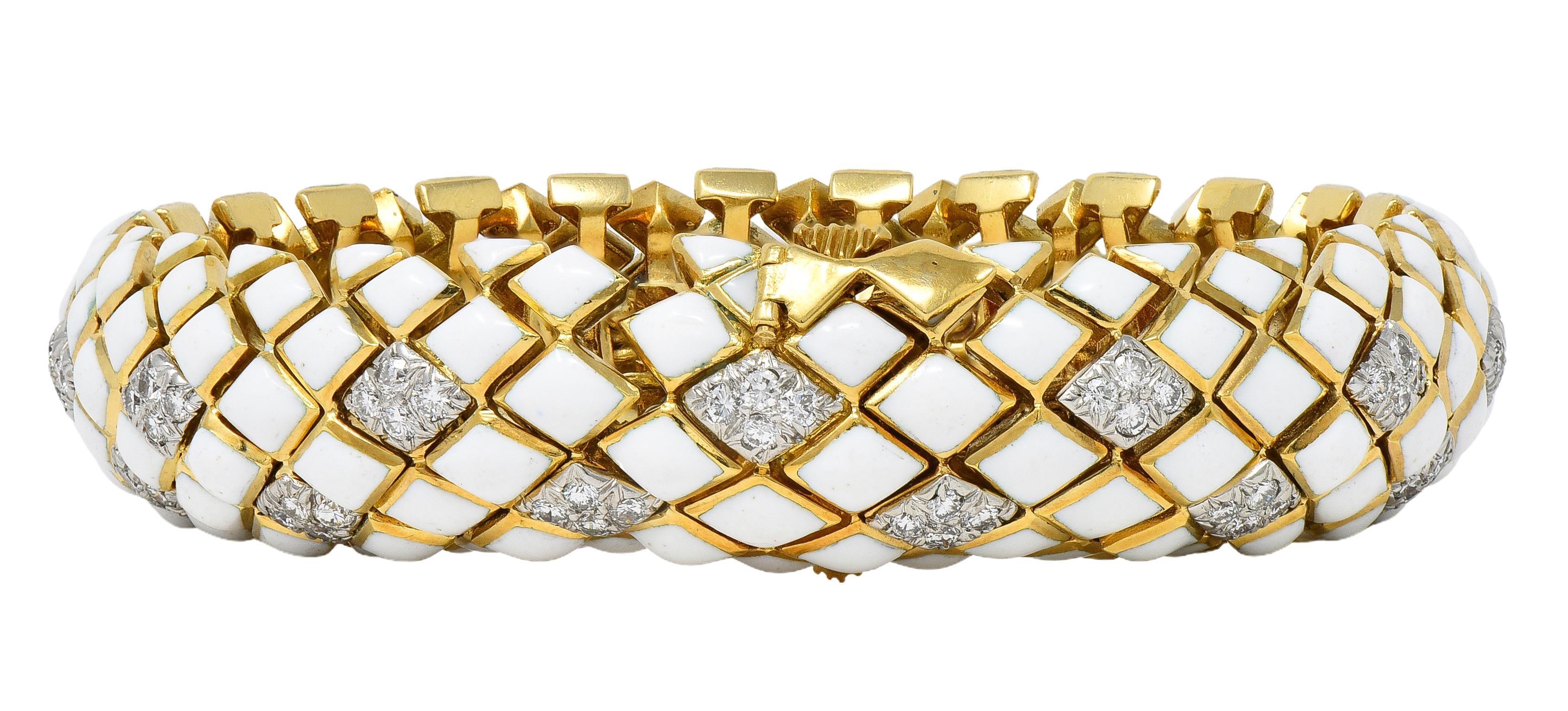 David Webb Pulsera Arlequín de oro amarillo de 18 quilates y esmalte de diamantes de la década de 1980 en venta 3