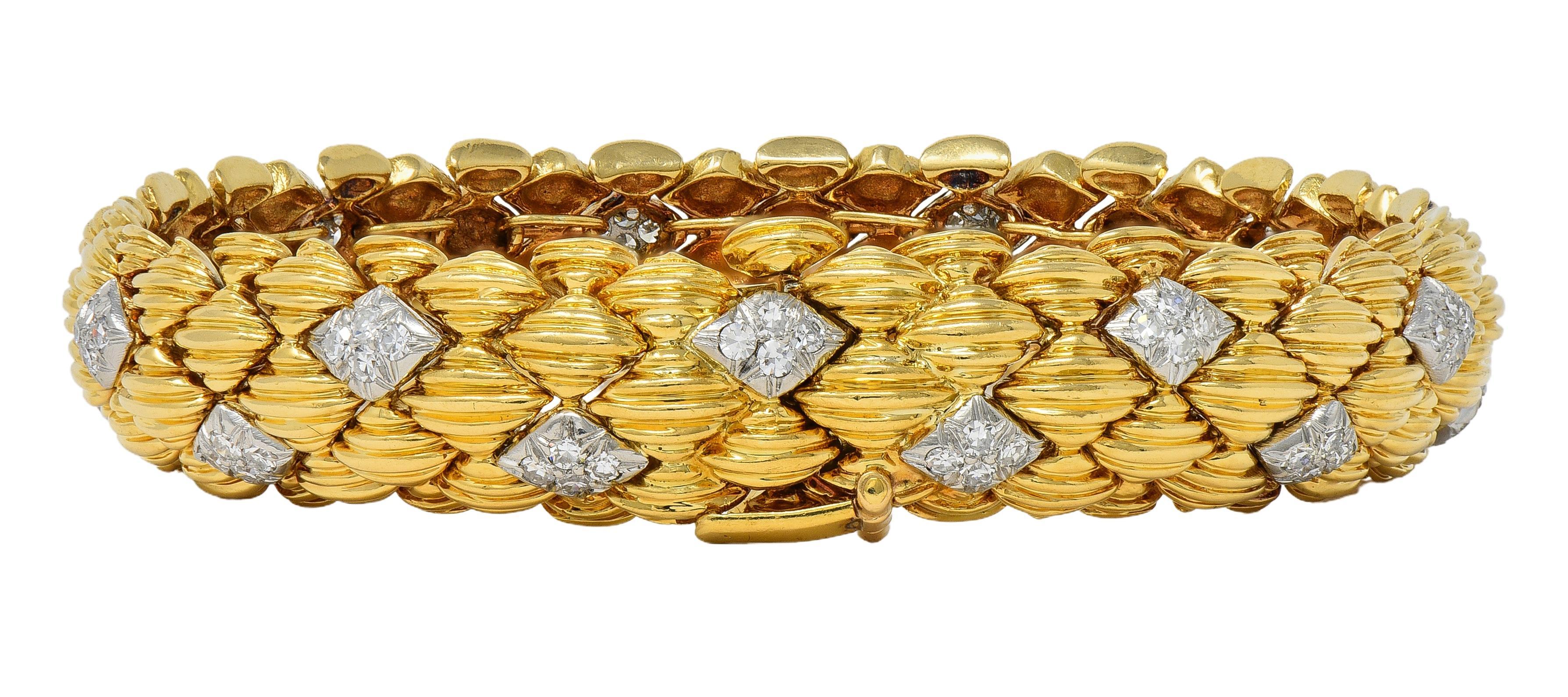 Donna David Webb Bracciale Arlecchino d'epoca in platino e diamanti, anni '80, oro 18 carati in vendita