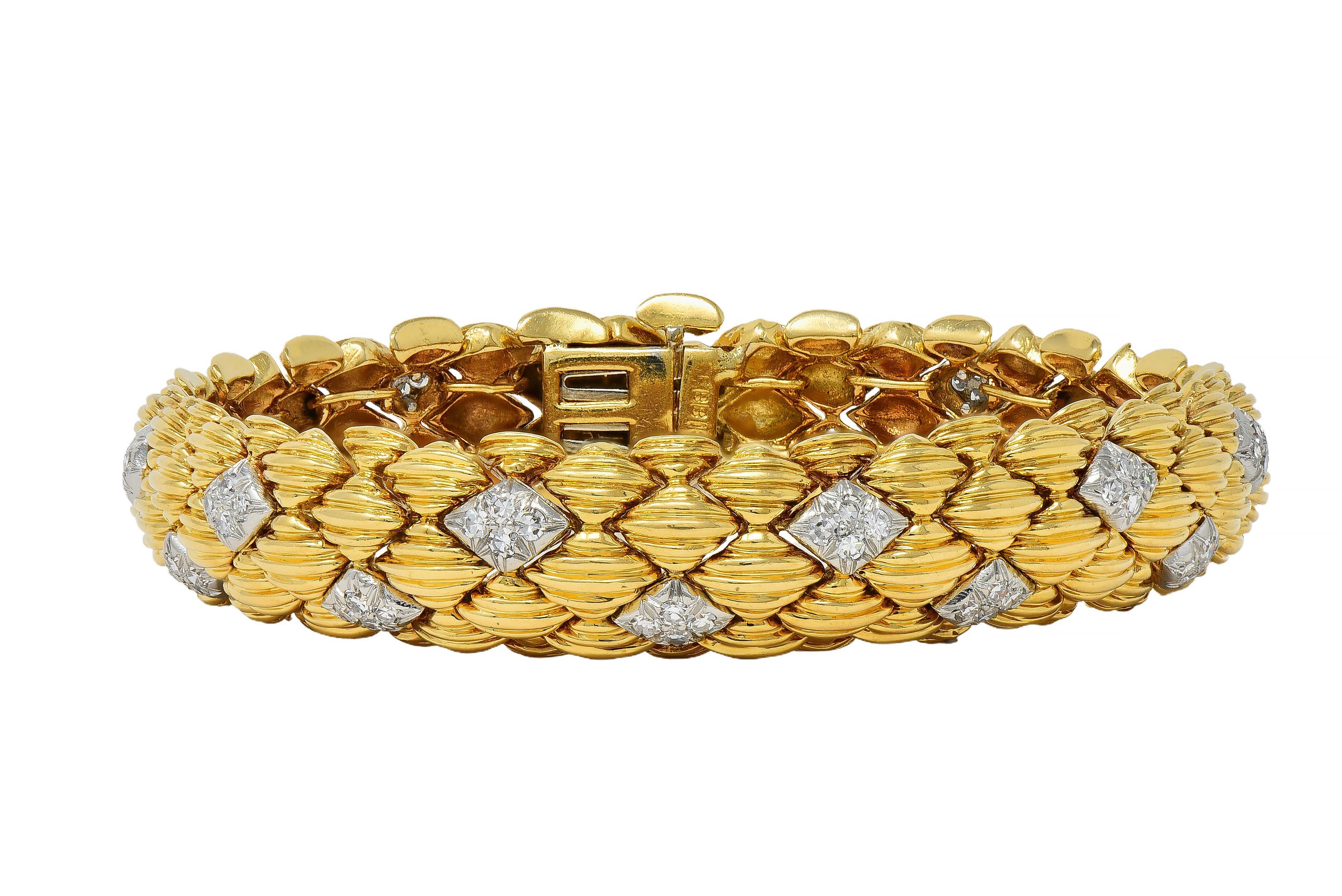 David Webb Bracciale Arlecchino d'epoca in platino e diamanti, anni '80, oro 18 carati in vendita 3