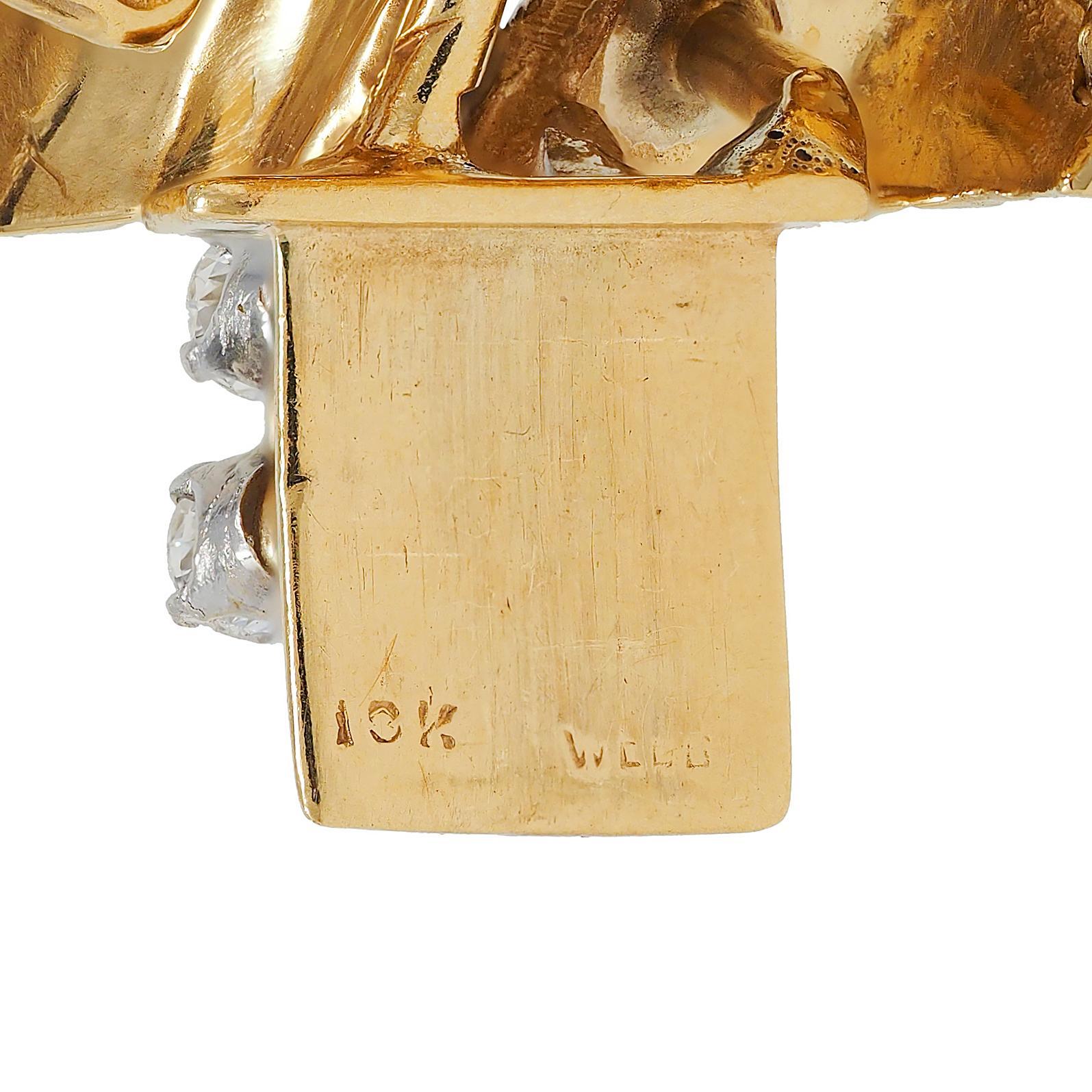 David Webb 1980 - Bracciale vintage con diamanti e platino in oro giallo 18 carati in vendita 4