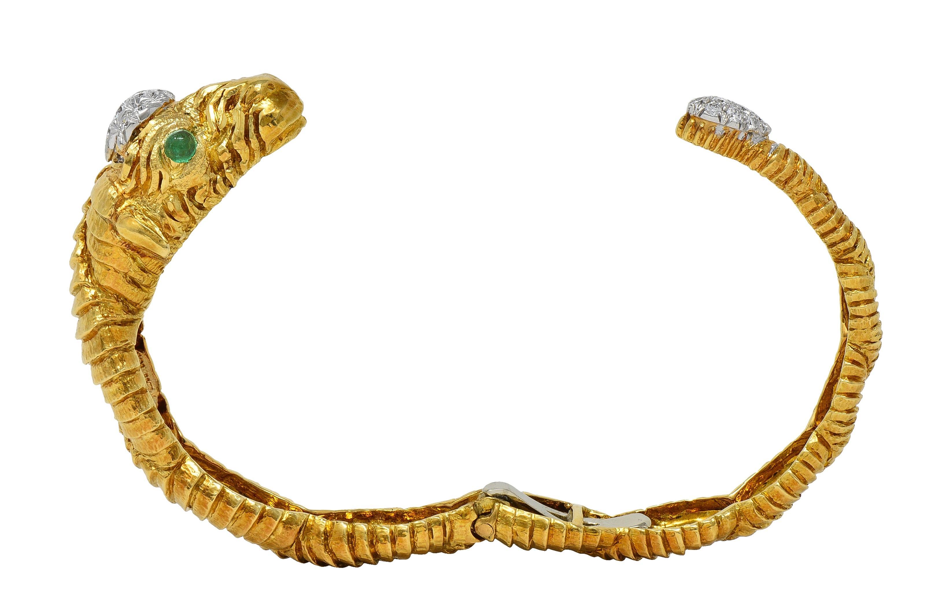 David Webb 1980 - Bracciale con diamante e smeraldo in platino 18 carati - Ariete e animale Ram in vendita 4