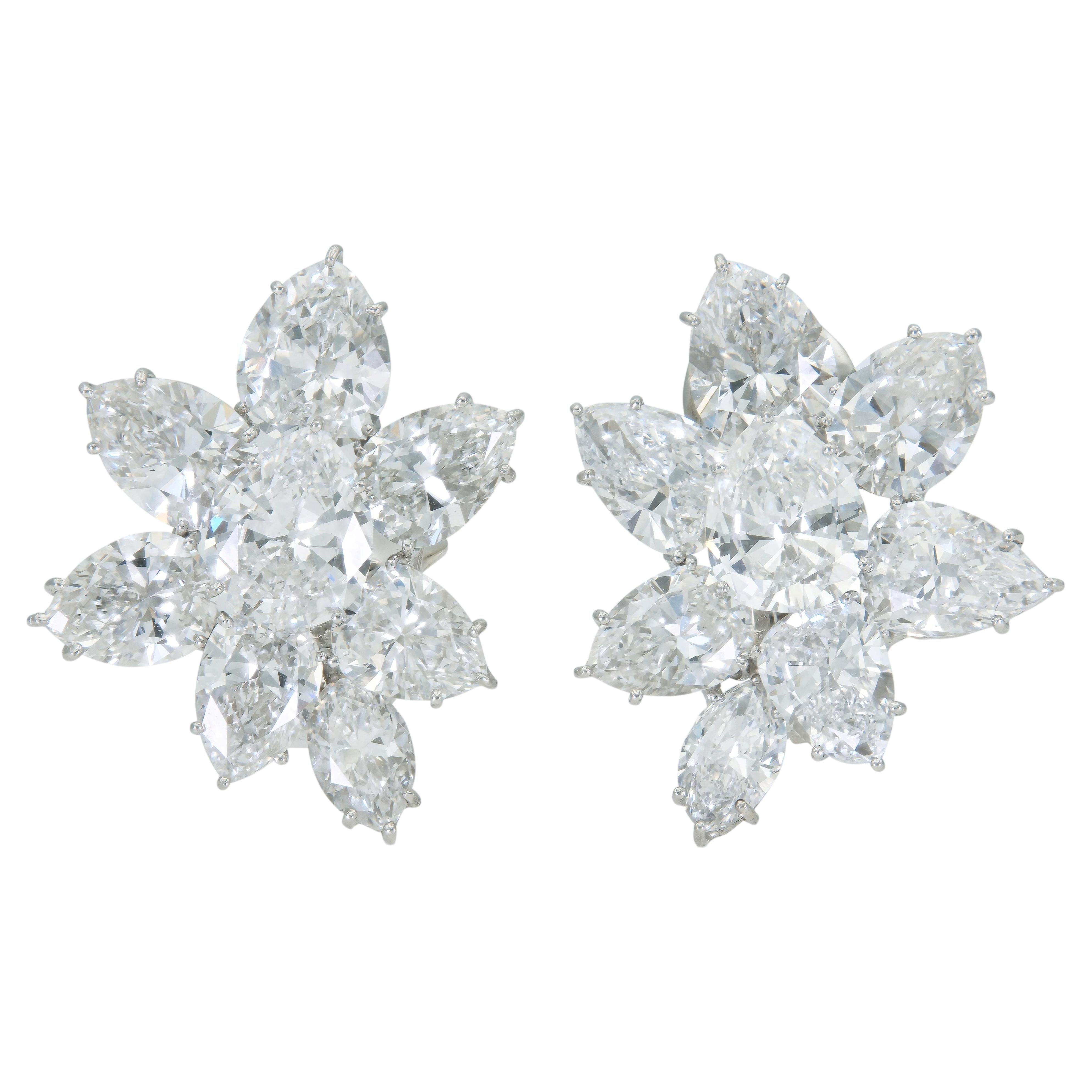 Pre-owned David Webb 20.00 Carat Diamond Cluster Earrings In Multi