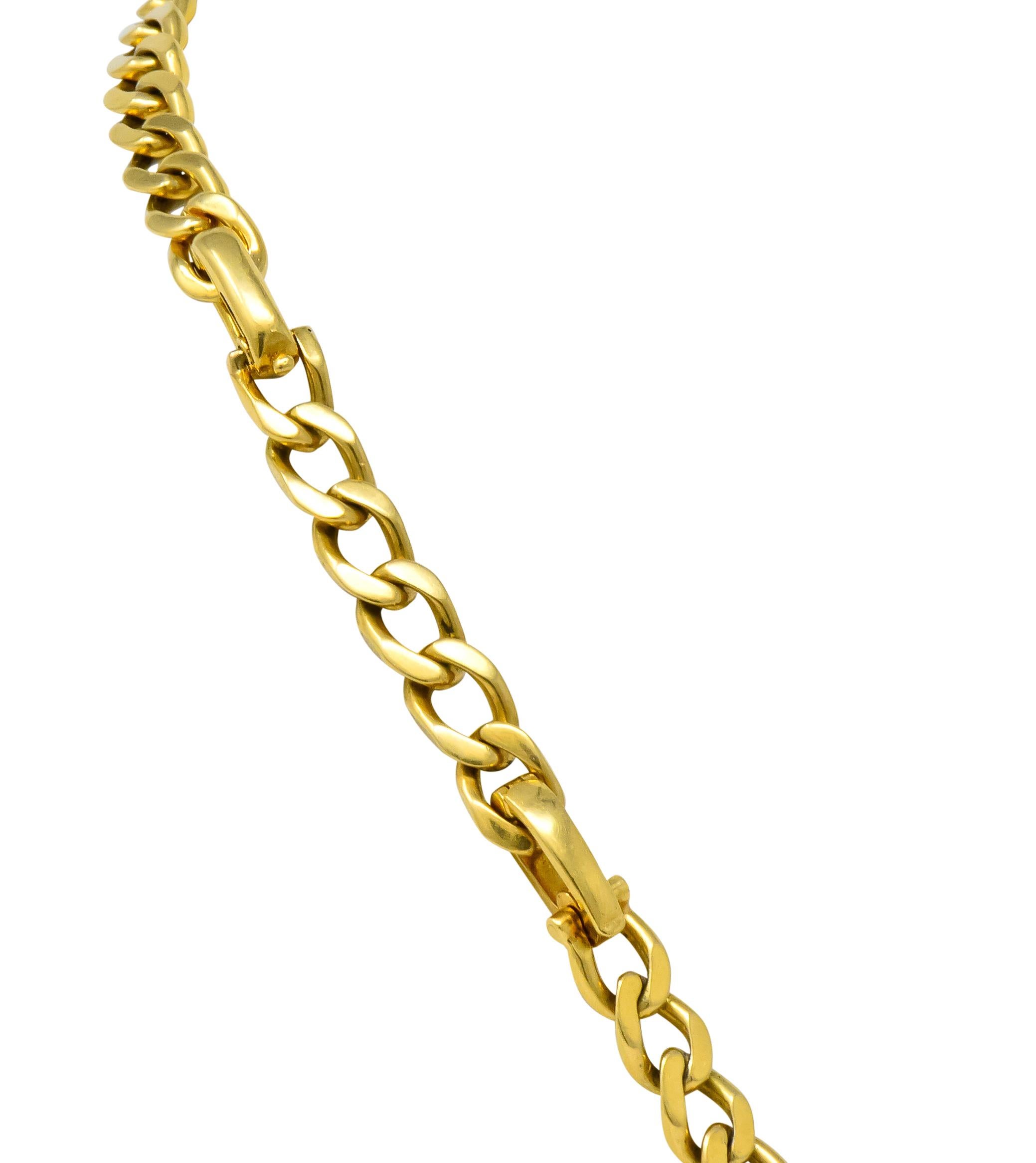 Women's or Men's David Webb 20.00 Carat Ruby Sapphire Emerald 18 Karat Gold Curb Link Necklace