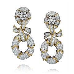 David Webb 20.00 Carats Hanging Diamond Earrings