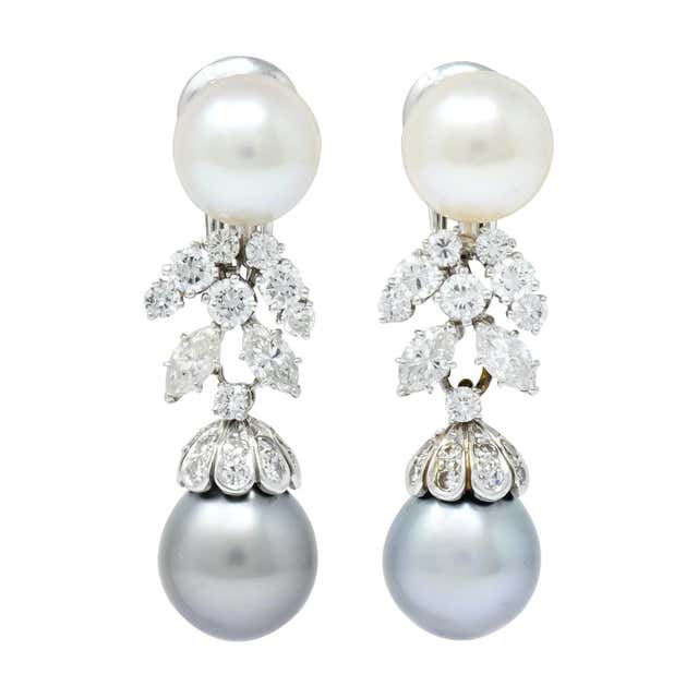 Diamond, Pearl and Antique Clip-on Earrings - 4,598 For Sale at 1stdibs ...