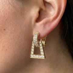 David Webb 2.50 Carat Diamond Clip-On Earrings 18K Yellow Gold Geometric